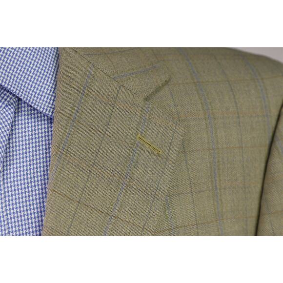 Faconnable by Cantarelli Gold Checkered Wool Sportcoat Blazer 44R - Picture 5 of 10